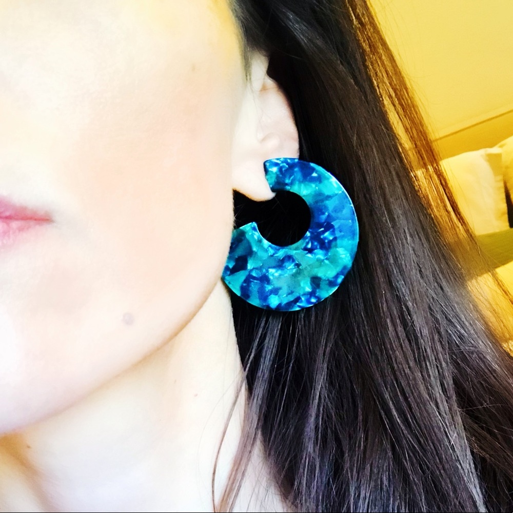 Big Green Acrylic Geometric Earrings